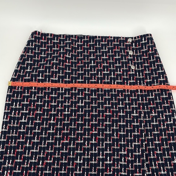 Talbots Womens Boucle Wrap Skirt Knee Length Navy Red White Size 16 New - Picture 13 of 14